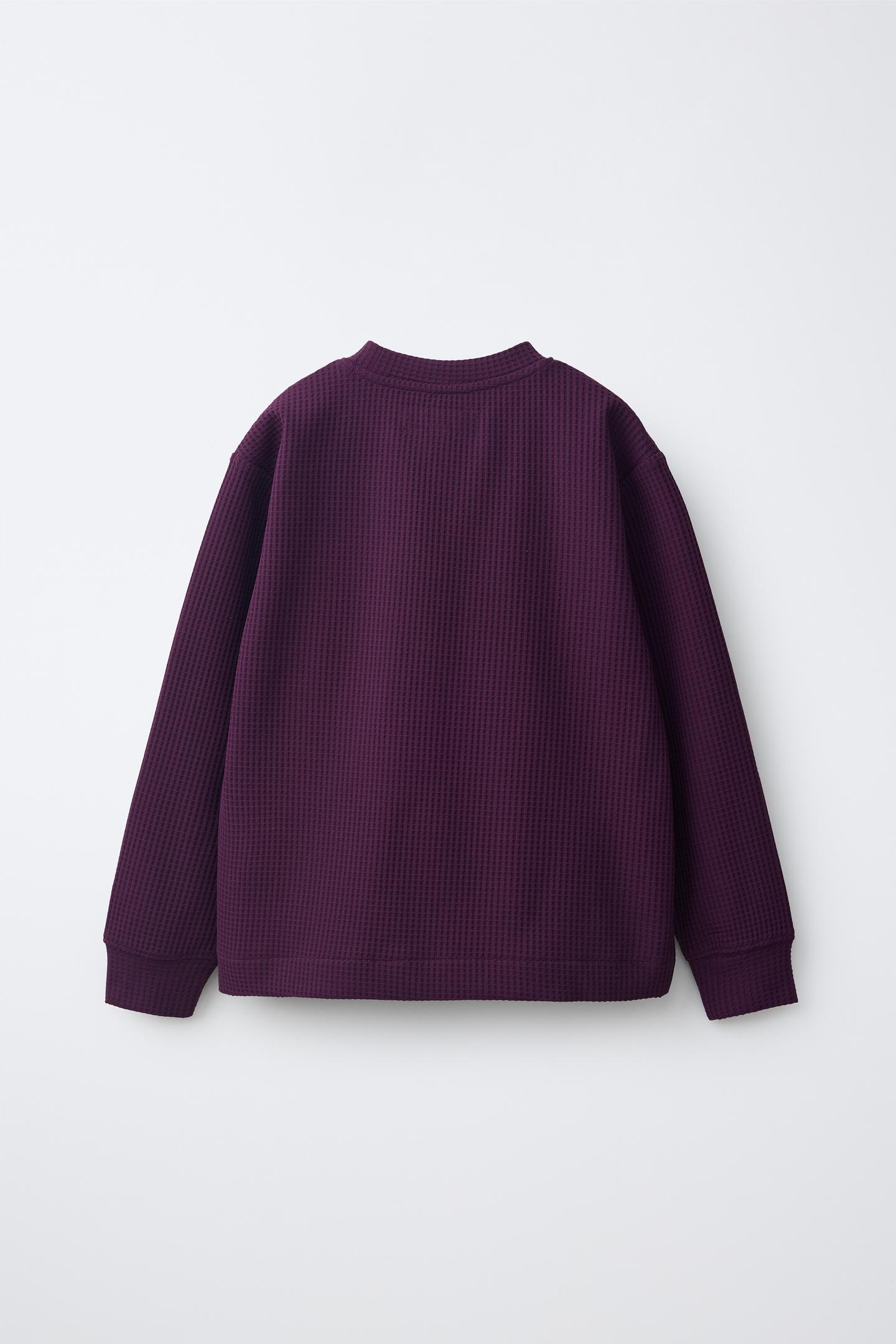 Детская футболка Zara Waffle with Label, цвет: Фиолетовый — фото 3