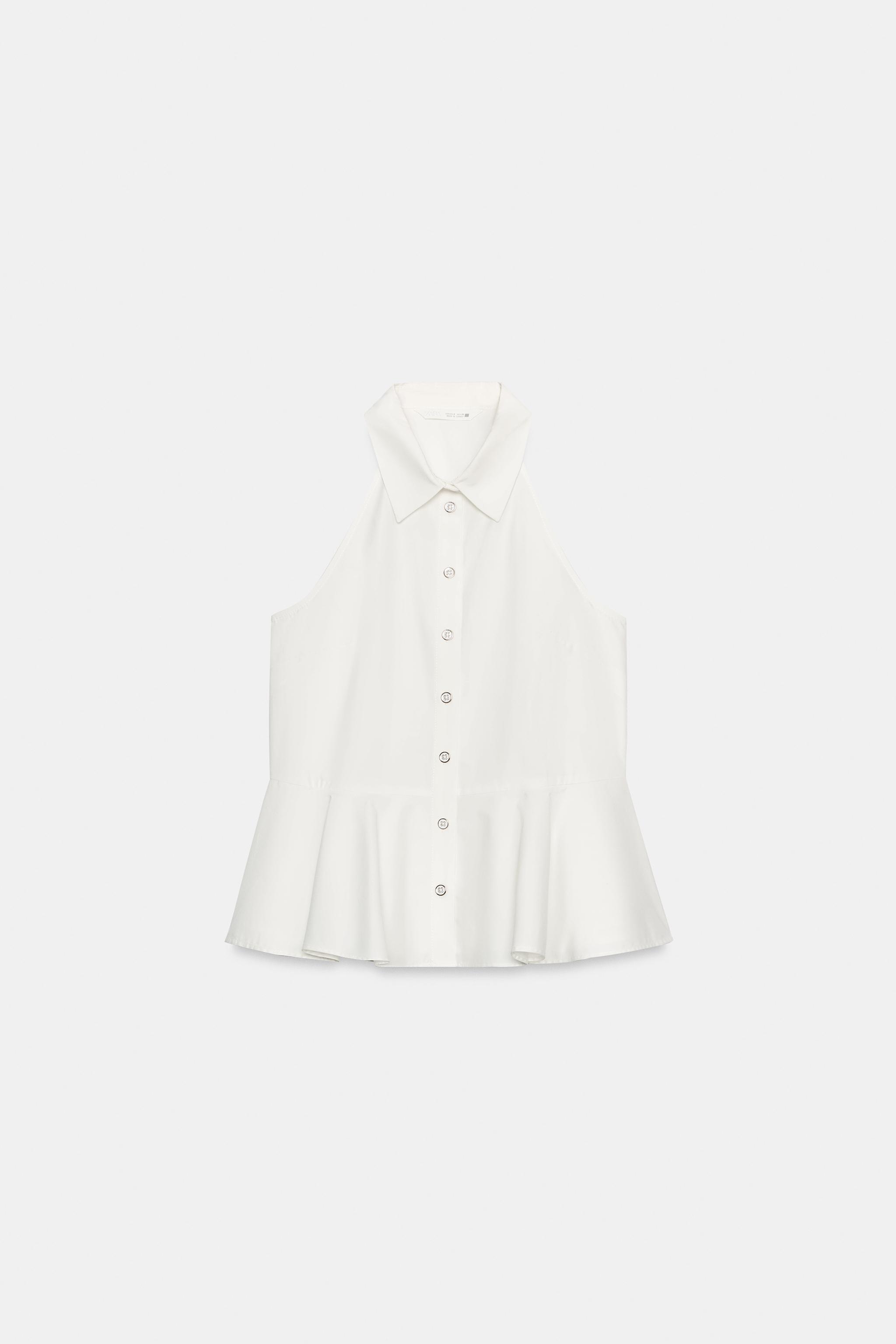 Женские рубашки Zara HALTER PEPLUM SHIRT — фото 6