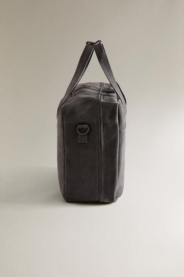 SAC DE VOYAGE CROÛTE DE CUIR - Gris foncé de Zara - Image 2