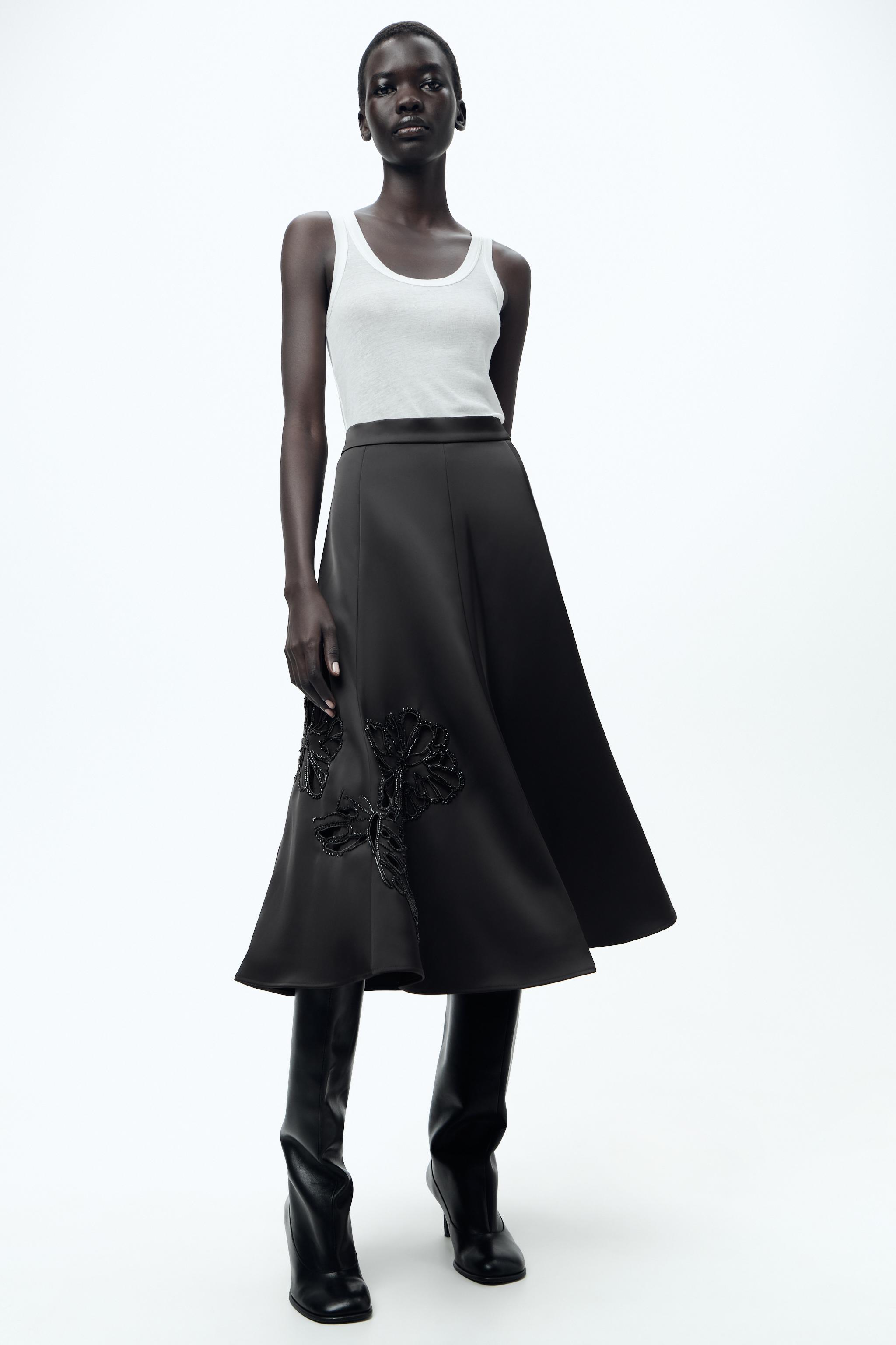 ZW COLLECTION EMBROIDERED SATIN SKIRT