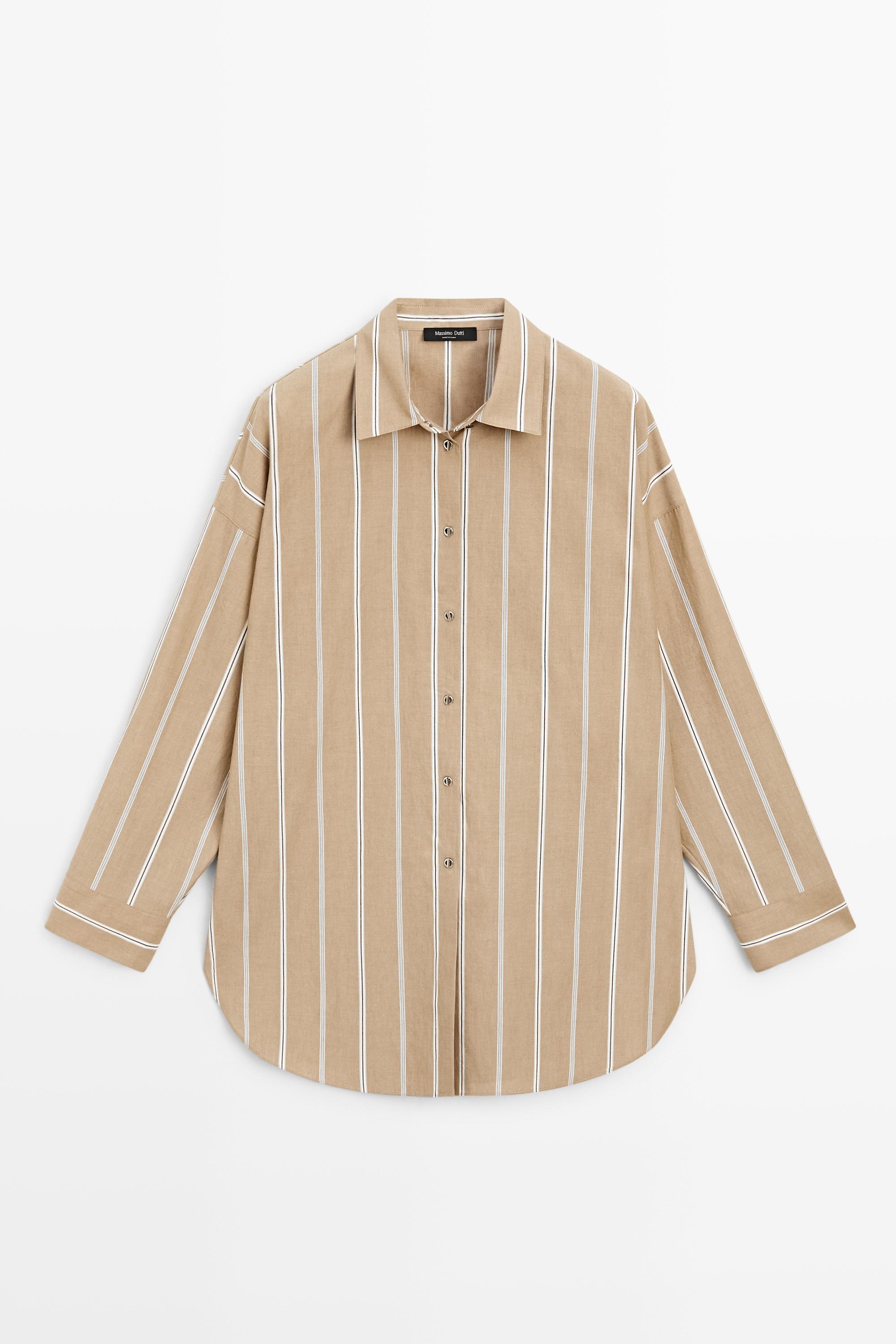 Chemise rayée à boutons bijoux
