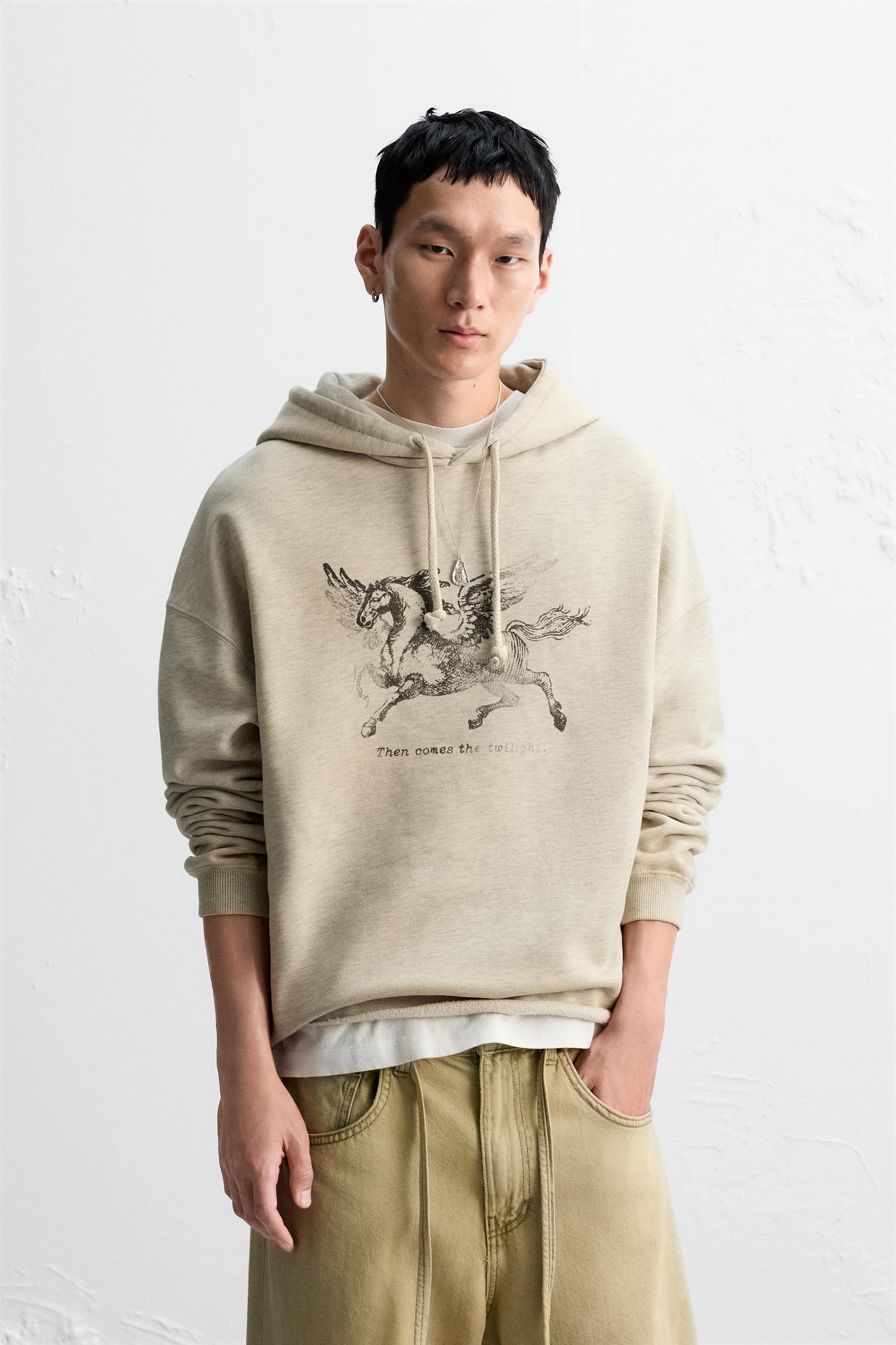 FADED PRINT HOODIE Grey marl ZARA United Kingdom