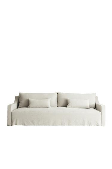 Zara WASHED LINEN SLIPCOVER COUCH - Oyster-white