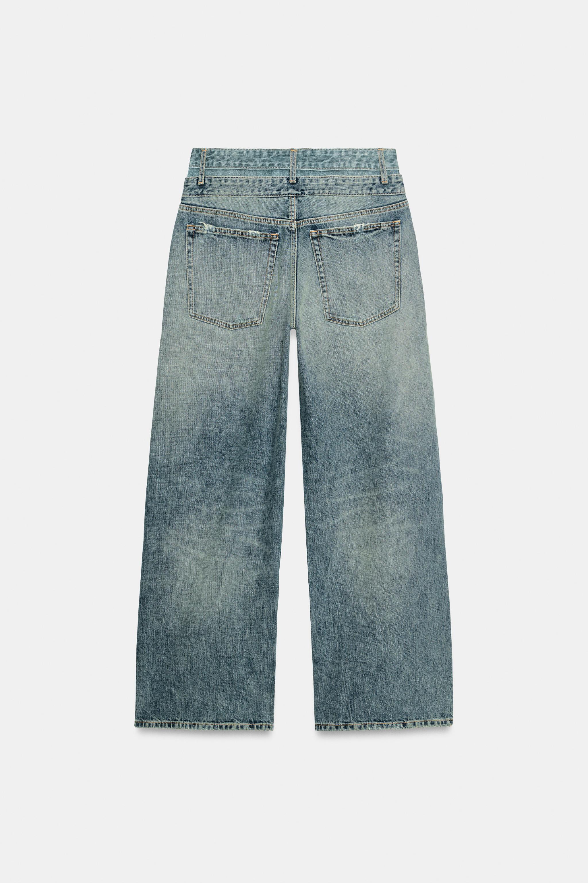 Женские джинсы Zara TRF STRAIGHT-FIT DOUBLE WAISTBAND MID-RISE JEANS — фото 9