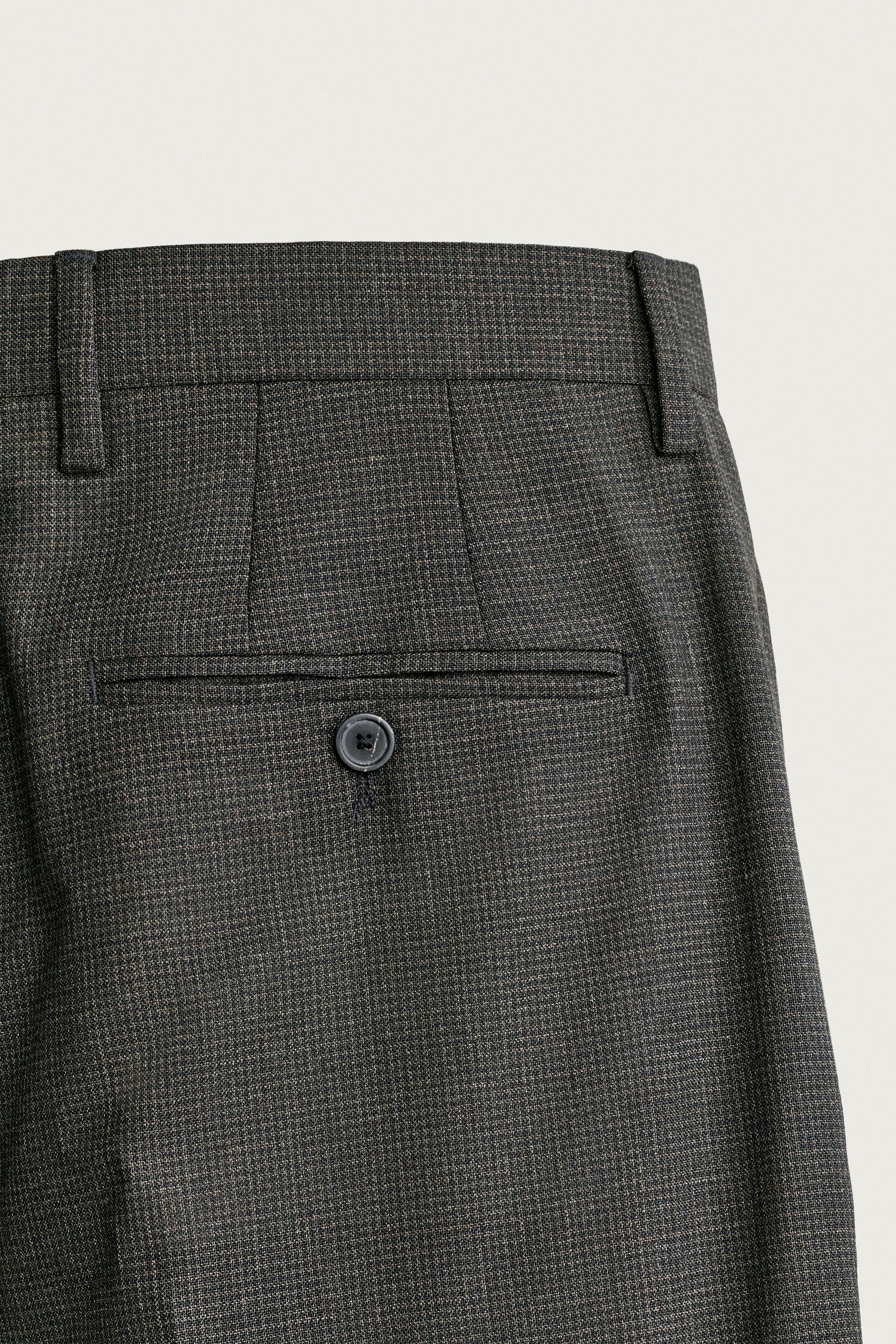 PANTALON DE COSTUME PIED-DE-POULE 100 % LAINE
