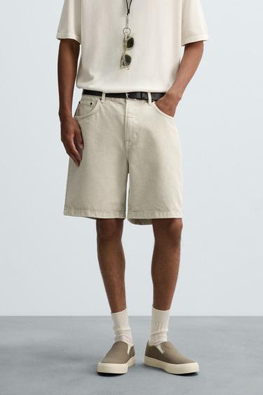 Zara REGULAR FIT DENIM SHORTS - Gray