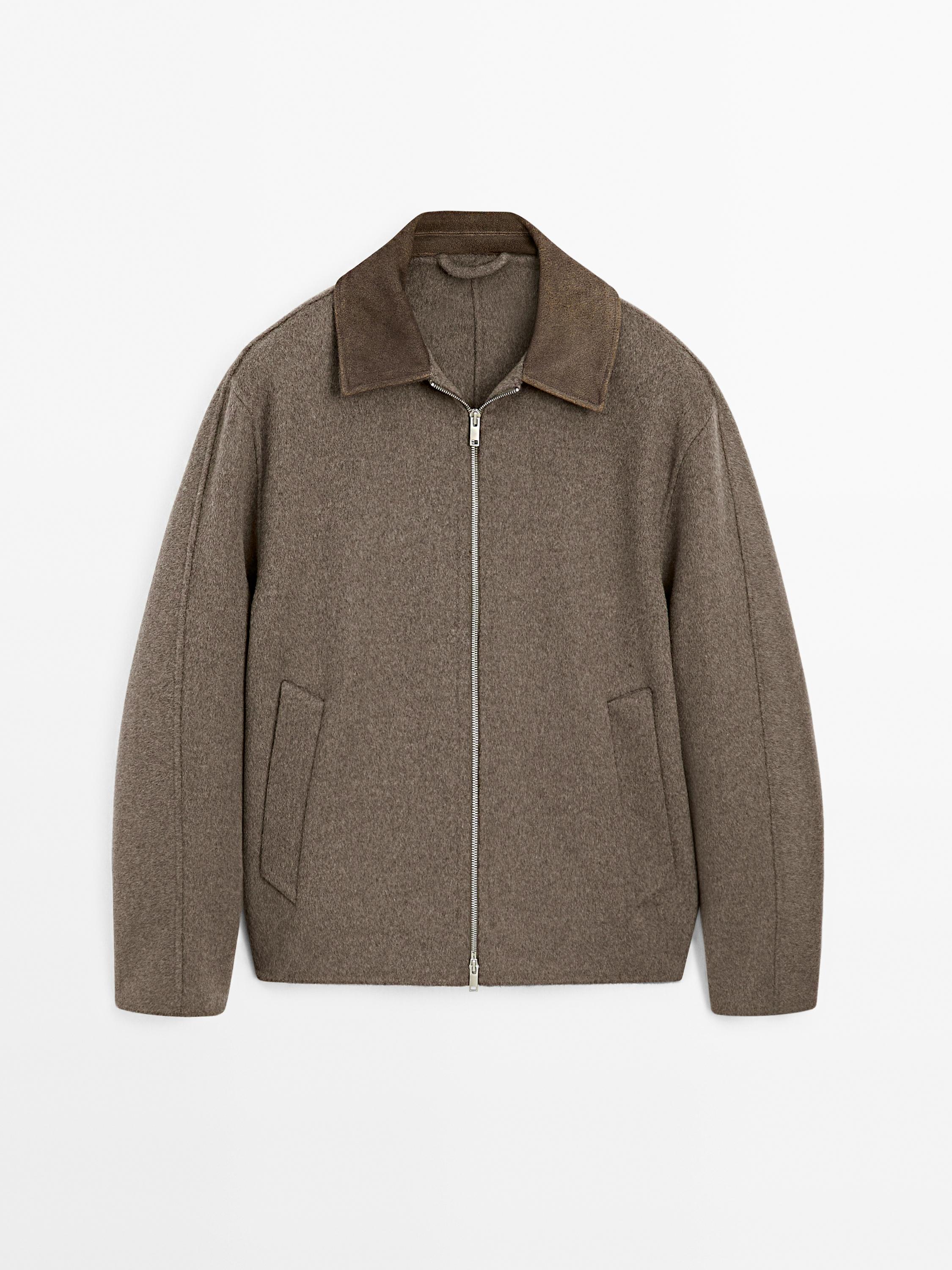 Jacket with double wool collar detail