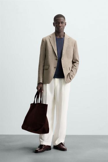 Zara HOUNDSTOOTH BLAZER - Brown