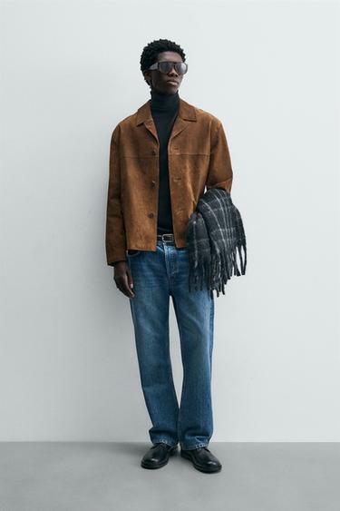 CAMISA AMPLA DE COURO SUEDE - Marrom da Zara