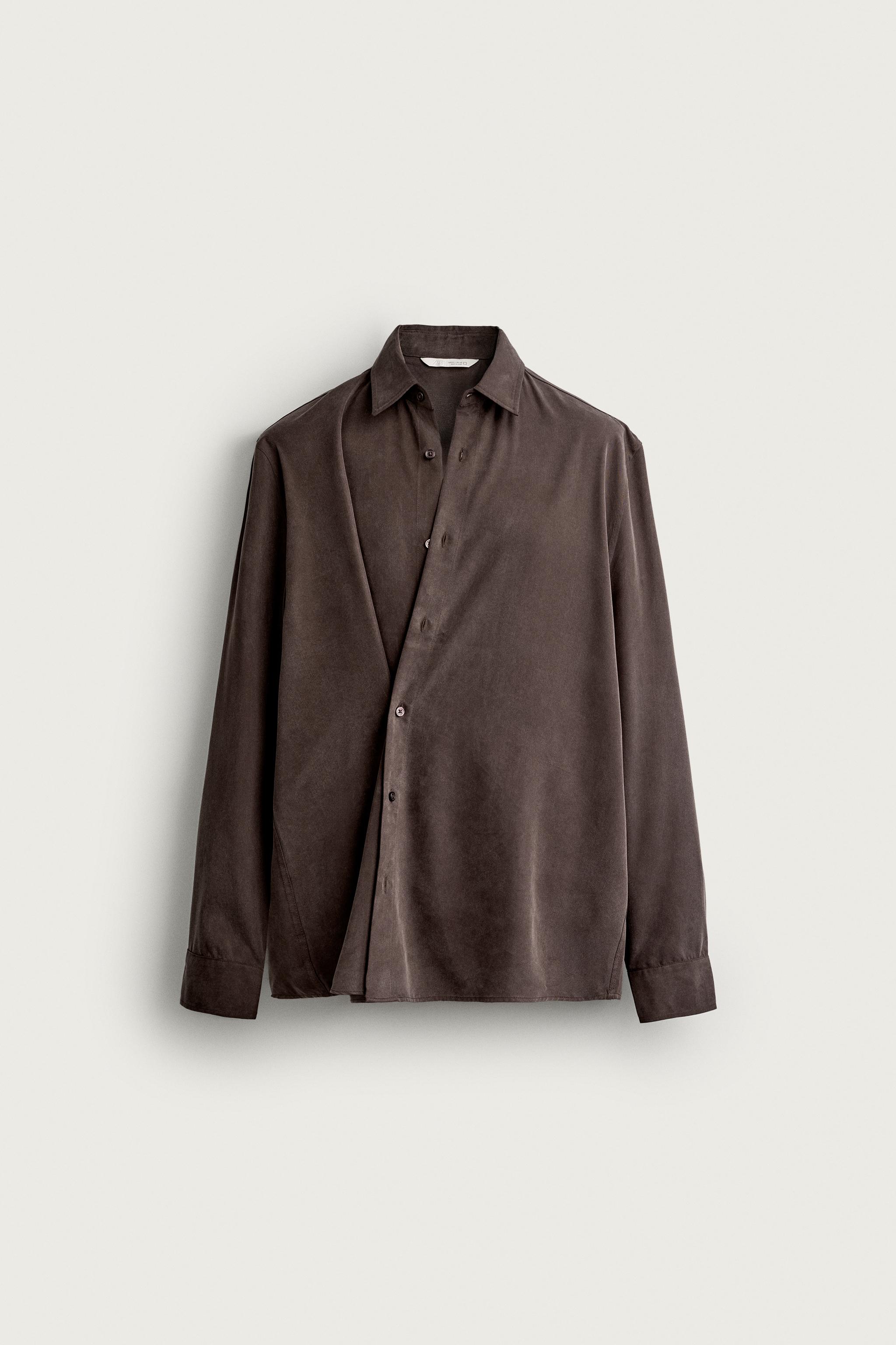 Fluid Wrap Shirt — Dark brown