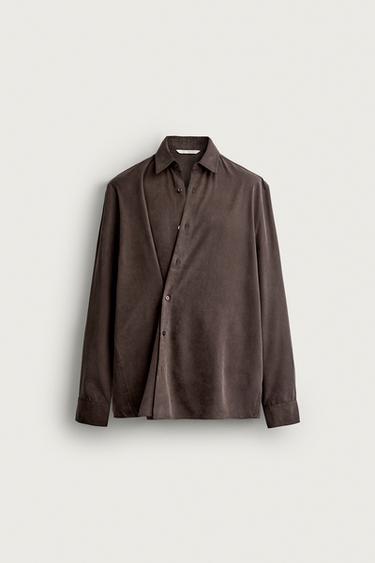 FLOWING CROSSOVER SHIRT - Dark brown by Zara