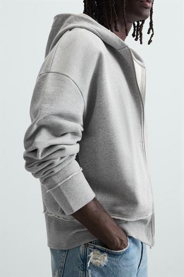 Zara ZIP HOODIE SWEATSHIRT - Gray marl