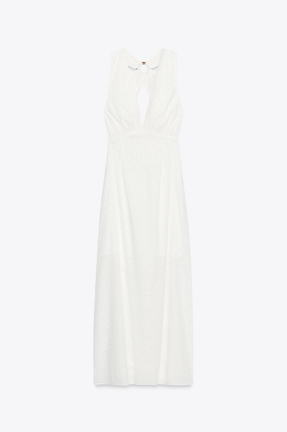 EMBROIDERED MIDI DRESS - White by Zara - Image 7