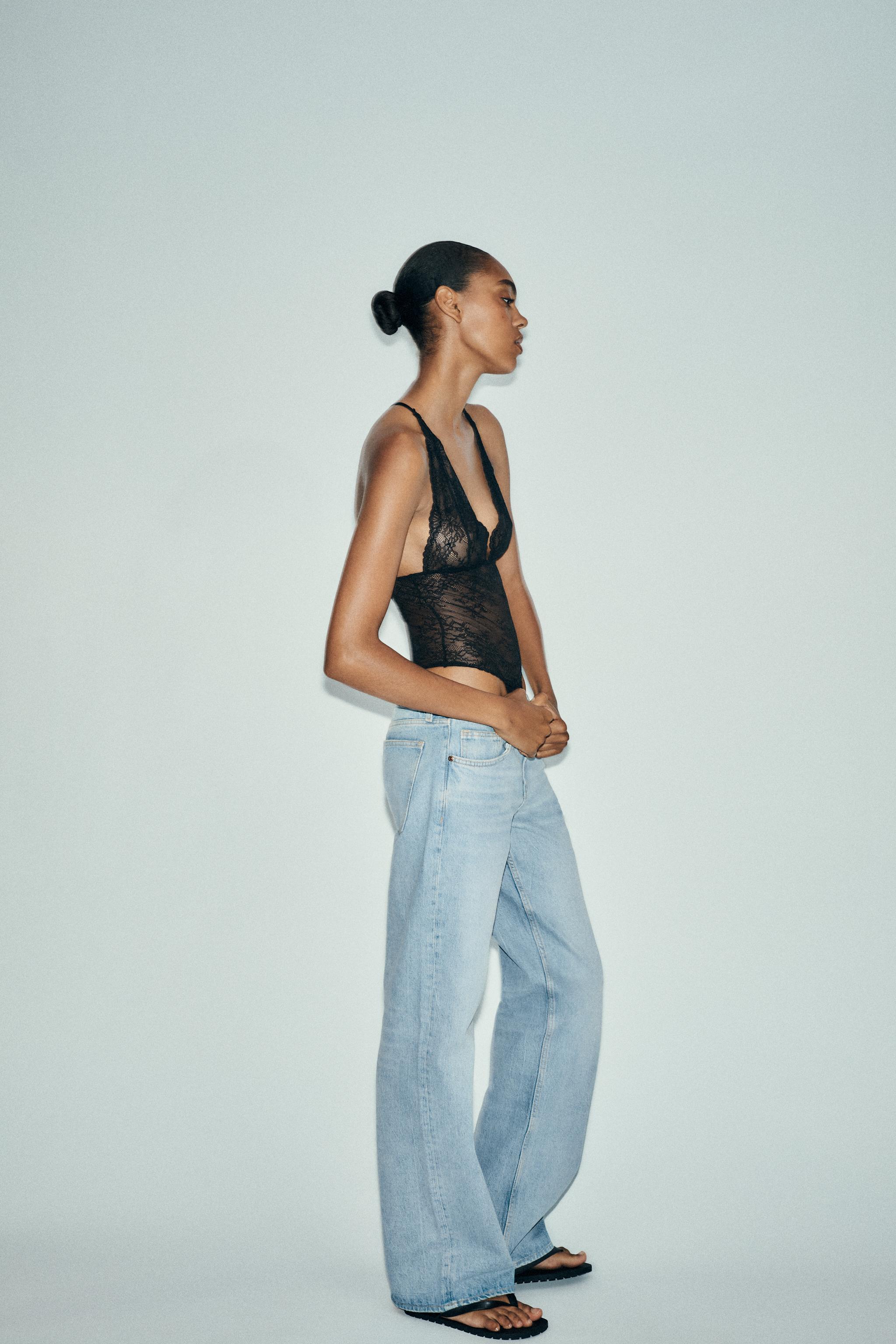 babaco Shrink Knit ボディスーツ ブラック baserange レースボディスーツ - ブラック | ZARA Japan / 日本