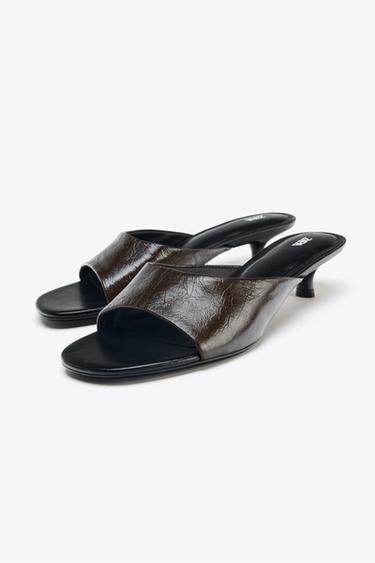 SANDALES KITTEN EN CUIR - Marron de Zara - Image 1