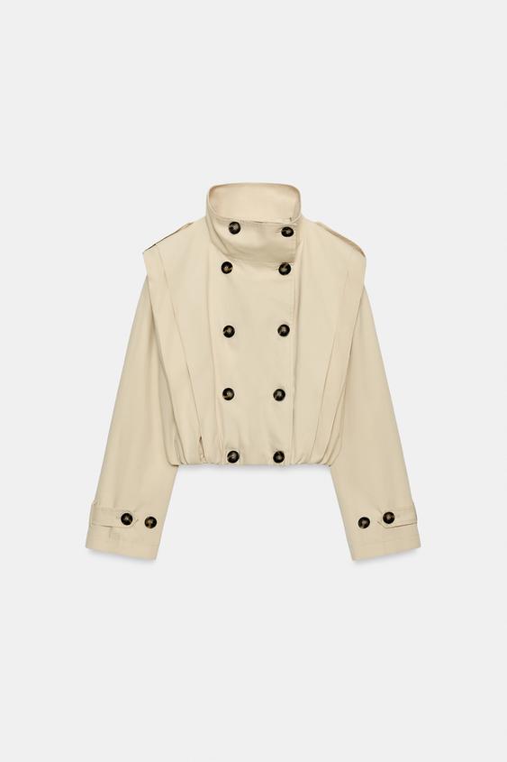 TRENCH COURT À PLIS - Sable de Zara - Image 8