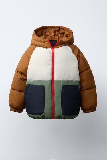 WATER-REPELLENT COLOUR BLOCK PADDED JACKET - Multicoloured by Zara