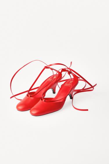 LEATHER HEELED SHOES WITH STRAPS WILLY CHAVARRIA X ZARA - Red by Zara