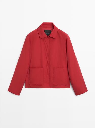 Zara Short padded jacket with pockets - Red