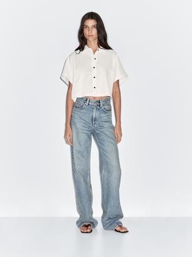 Zara Short sleeve bat sleeve shirt - Oyster-white - Image 0