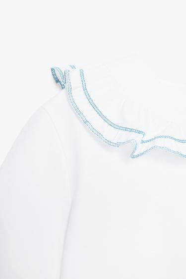 T-SHIRT WITH PETER PAN COLLAR - White by Zara - Image 7