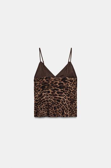 TOP EN TULLE À IMPRIMÉ ANIMALIER - Léopard / Marron clair de Zara - Image 5