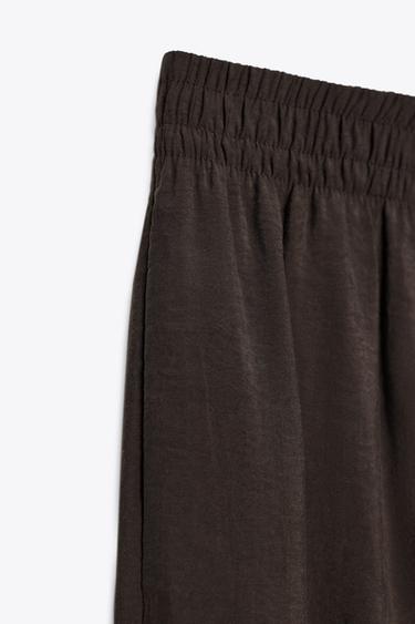 WIDE-LEG TROUSERS WITH ELASTIC WAIST - Brown by Zara - Image 5