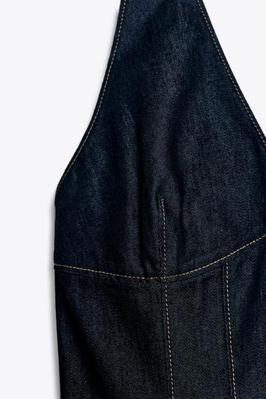 DENIM HALTER DRESS - Dark indigo by Zara - Image 6