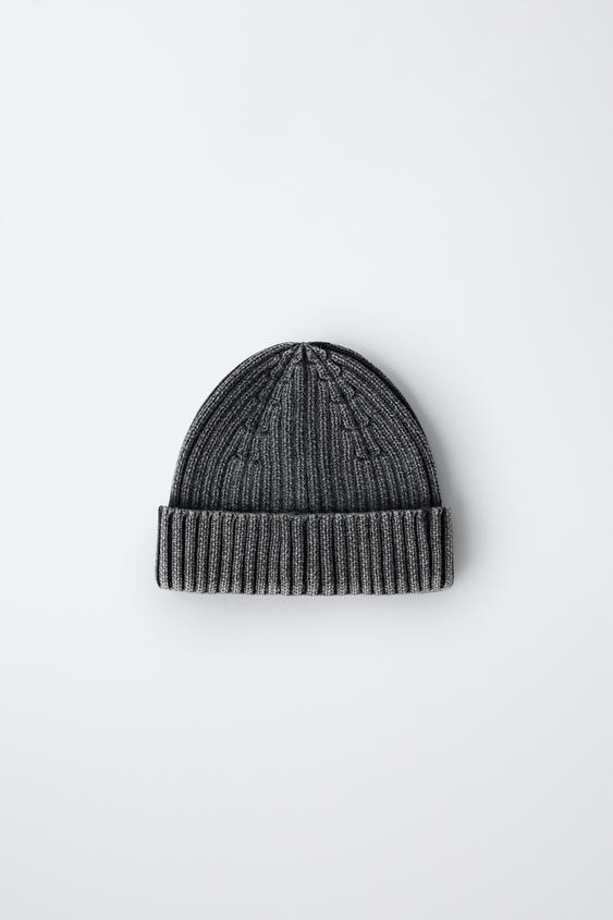 Детская шапка Zara Washed-Effect Knit, цвет: Чёрный