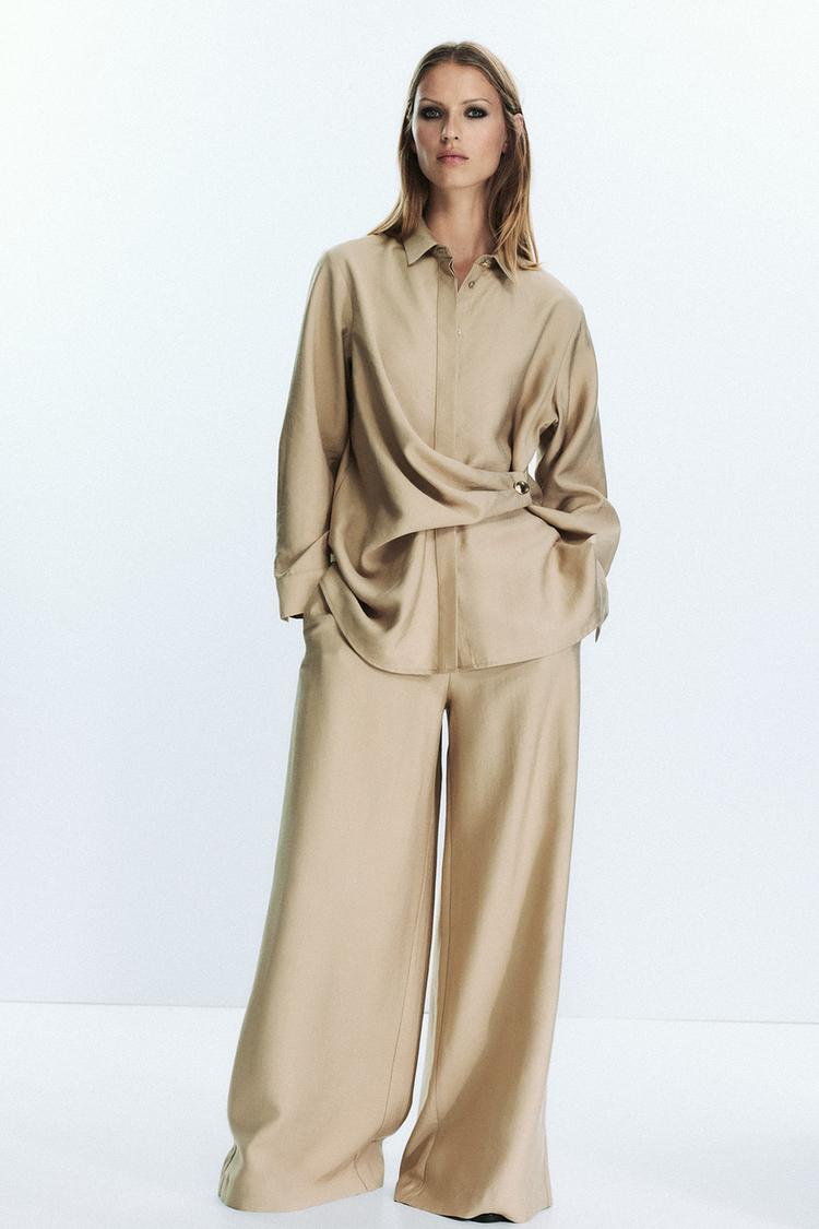 PANTALONI AMPLI CON VITA ELASTICA Sabbia ZARA Italia Italy