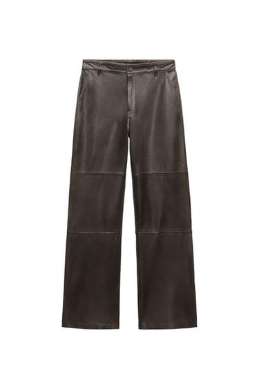 ZW LEATHER COLLECTION STRAIGHT-LEG TROUSERS WITH POCKETS