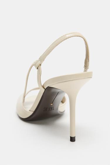 PATENT-EFFECT HIGH-HEEL SANDALS - Ecru White by Zara - Image 5