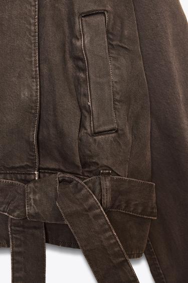 BELTED COTTON JACKET - Brown by Zara - Image 9