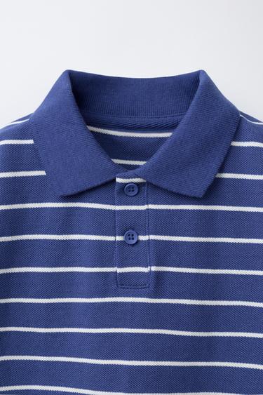 POLO IMPRIMÉ À RAYURES - Bleu / Blanc de Zara - Image 2