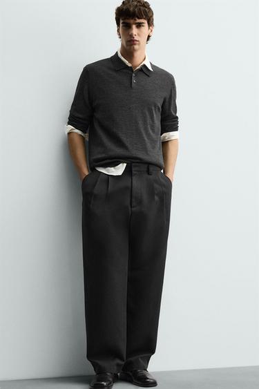 WIDE-LEG PLEATED TROUSERS - Black by Zara - Image 4