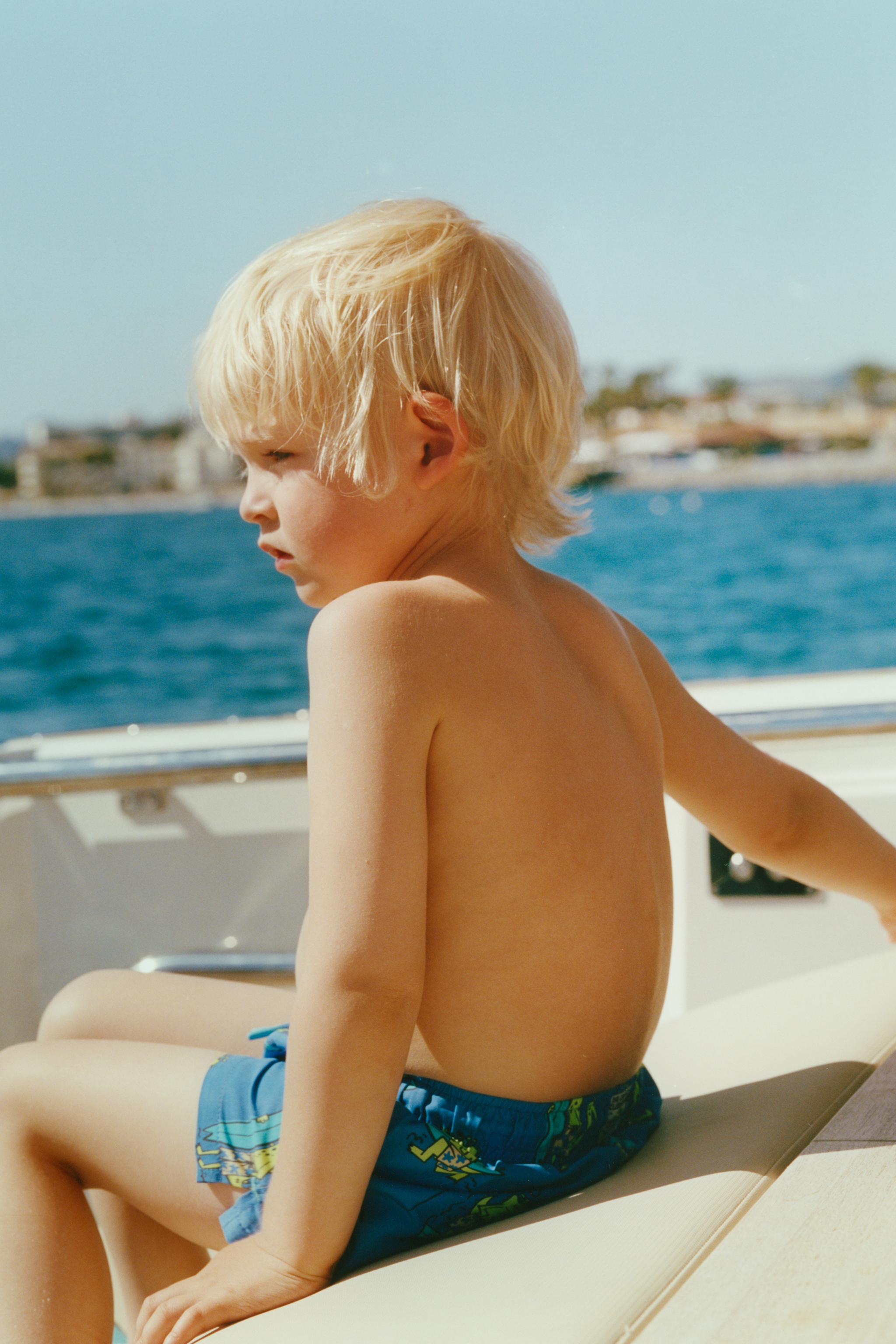 2-6 YEARS/ CROCODILE SWIM SHORTS — Bluish