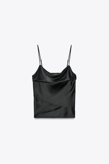 SATIN CAMISOLE TOP - Black by Zara