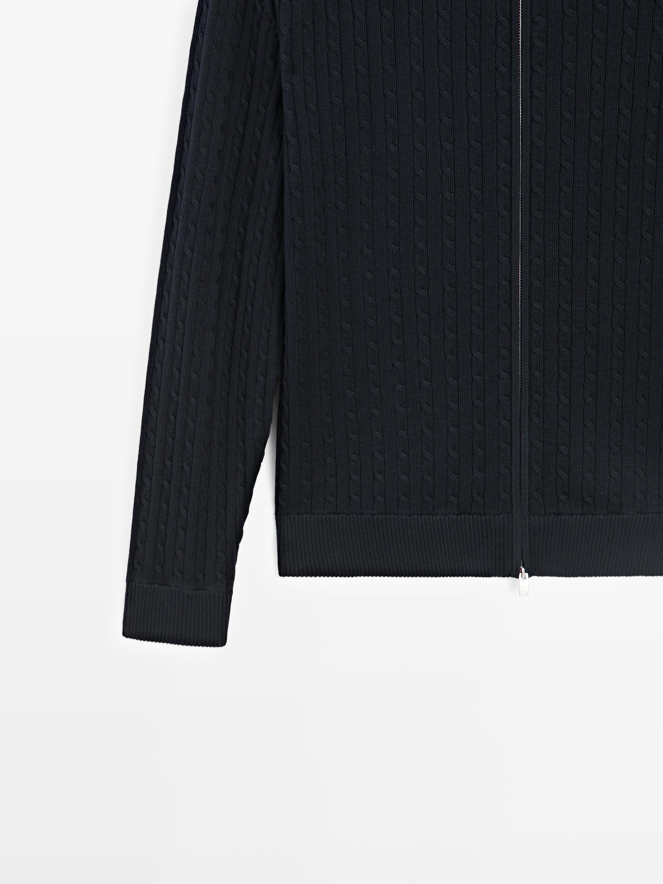 Cardigan en maille torsadée zippé coton