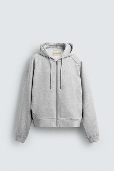 SUDADERA BOXY FIT CREMALLERA CAPUCHA - Gris vigoré de Zara