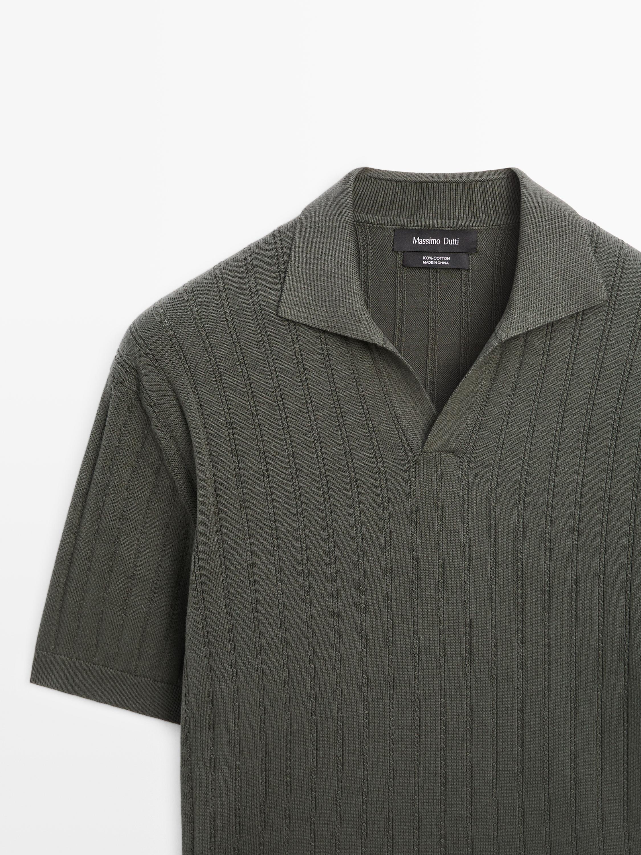Cable-knit polo sweater