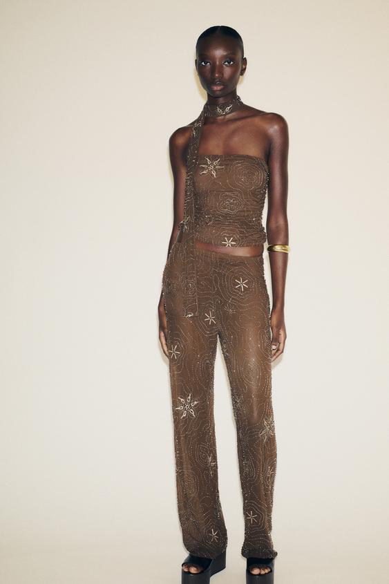 BEADED SEQUIN PANTS