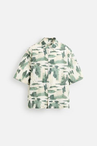 CAMISA BORDADO TROQUELADO ESTAMPADO - Verde de Zara