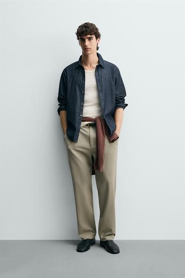 PANTALON STRAIGHT FIT CONFORT - Kaki clair de Zara
