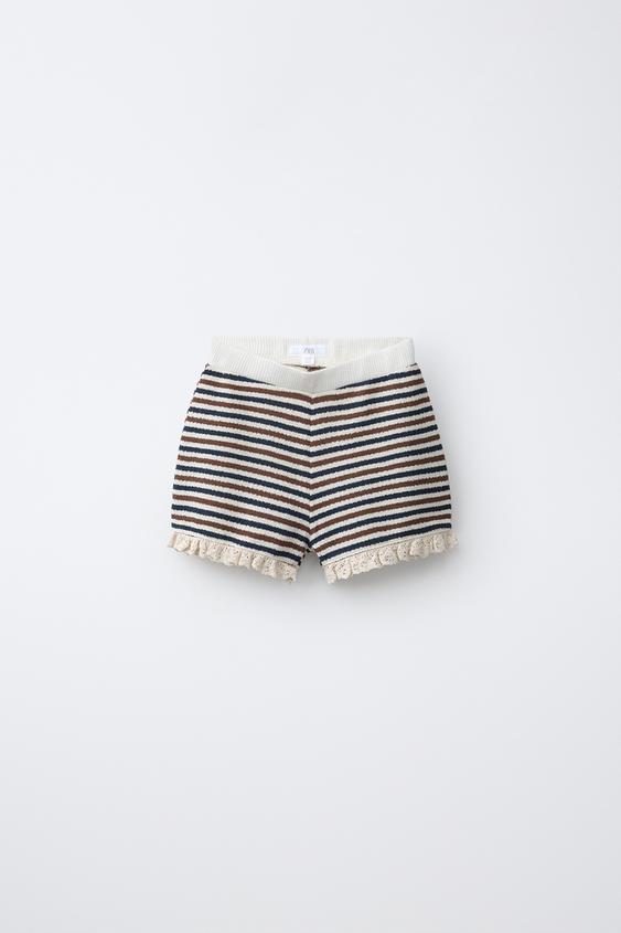 BERMUDA DE MALHA LISTRADA - Brown Stripes da Zara - Imagem 0
