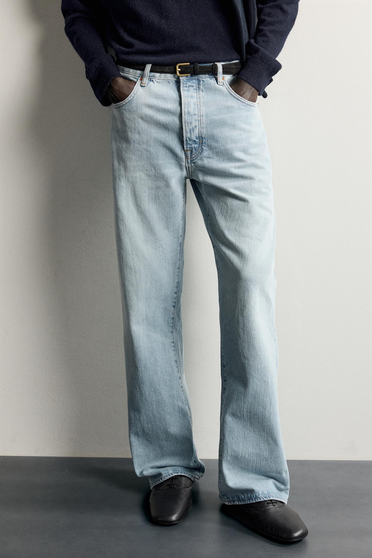 Мужские джинсы Zara Flare Fit, цвет: Синий — фото 5