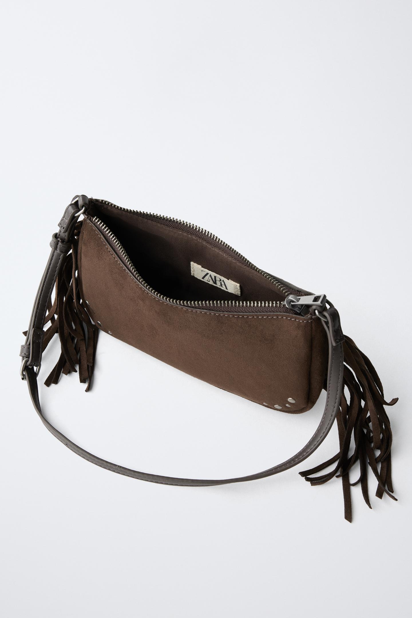 Сумка Zara Fringed Shoulder, цвет: Коричневый — фото 4