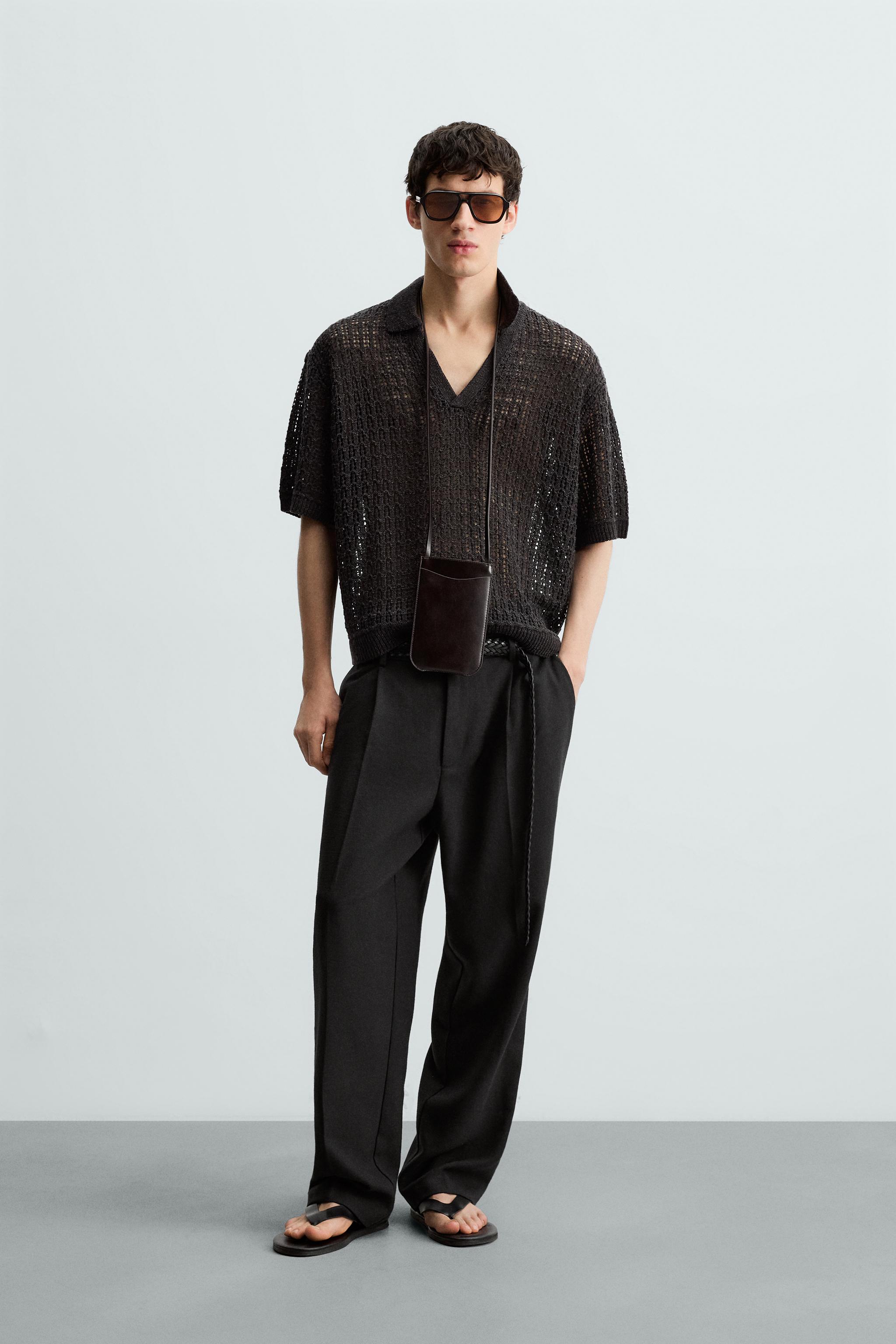 POLO DE TRICÔ RENDILHADO - Carvão | ZARA Brasil