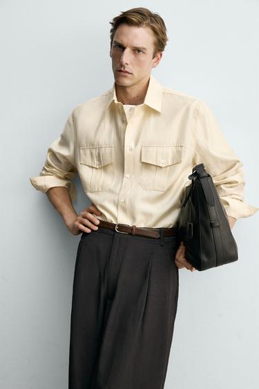 CHEMISE FLUIDE À POCHES - Écru de Zara - Image 4