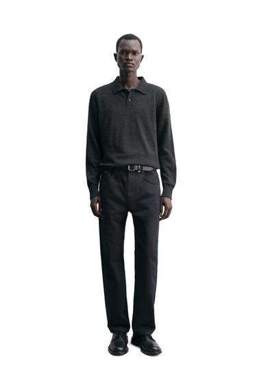ÁO POLO DỆT KIM 100% LEN - Màu ghi xám từ Zara