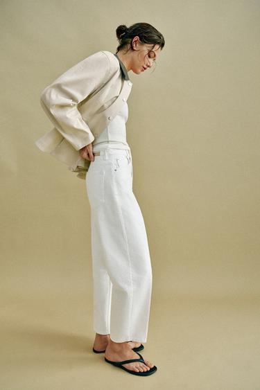 Z1975 MID-WAIST BARREL JEANS WITH PRESSED CREASE - White by Zara - Image 4